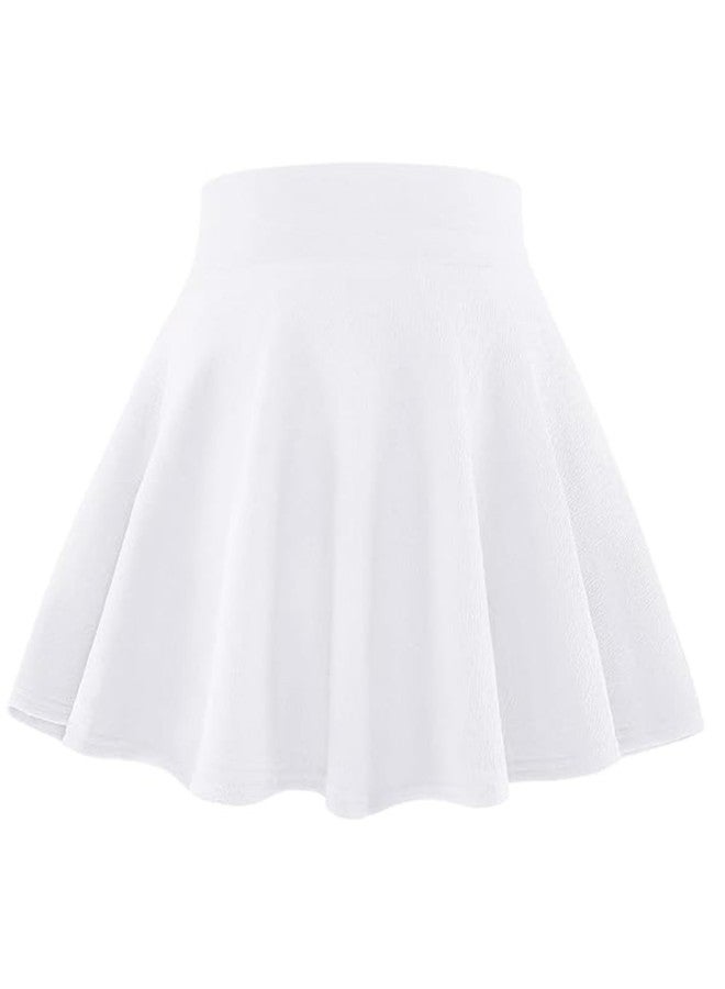 بوب تنورة قصيرة واسعة سادة مطوية للبنات من بوف، مقاس 12-13 سنة، لون أبيض - Image 1